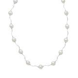 17"+2" Extension Wave Design Necklace with Cultured Freshwater Pearls