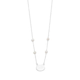 16" ID Tag Necklace with White Cultured Freshwater Pearls