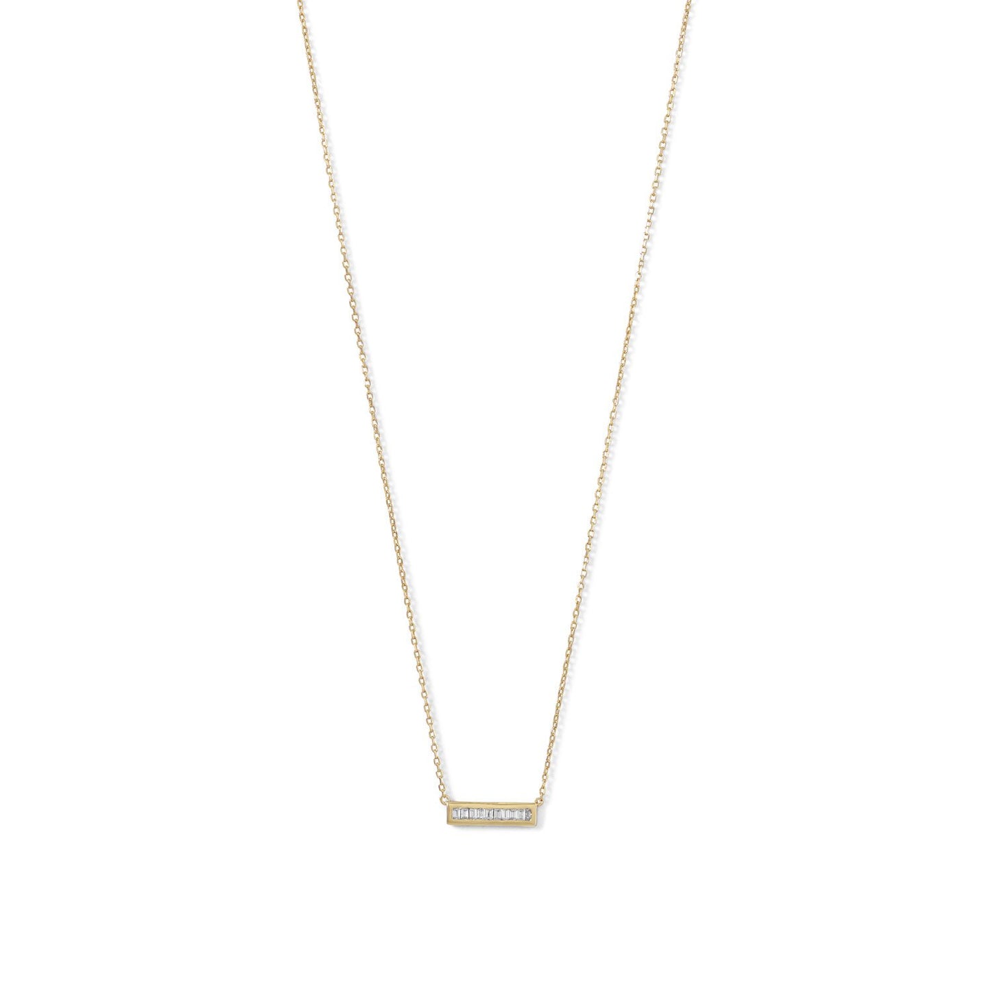 14 Karat Gold Plated Mini CZ Bar Necklace