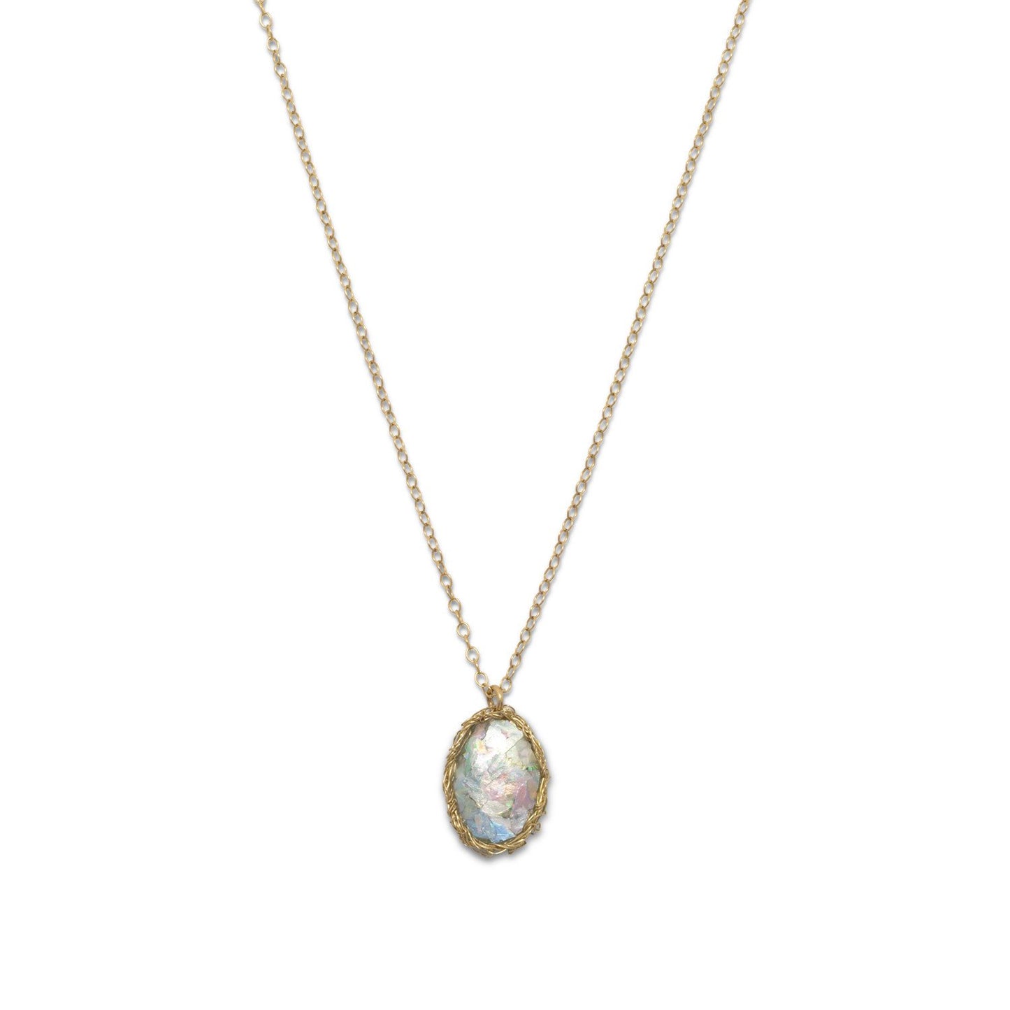 14-20 Gold Filled Woven Ancient Roman Glass Necklace