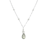 16"+2" Extension Prasiolite and Cultured Freshwater Pearl Necklace