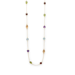 25" 14 Karat Gold Plated Multi Stone Necklace
