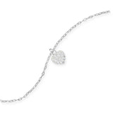 9" + 1" Crystal Heart Charm Anklet