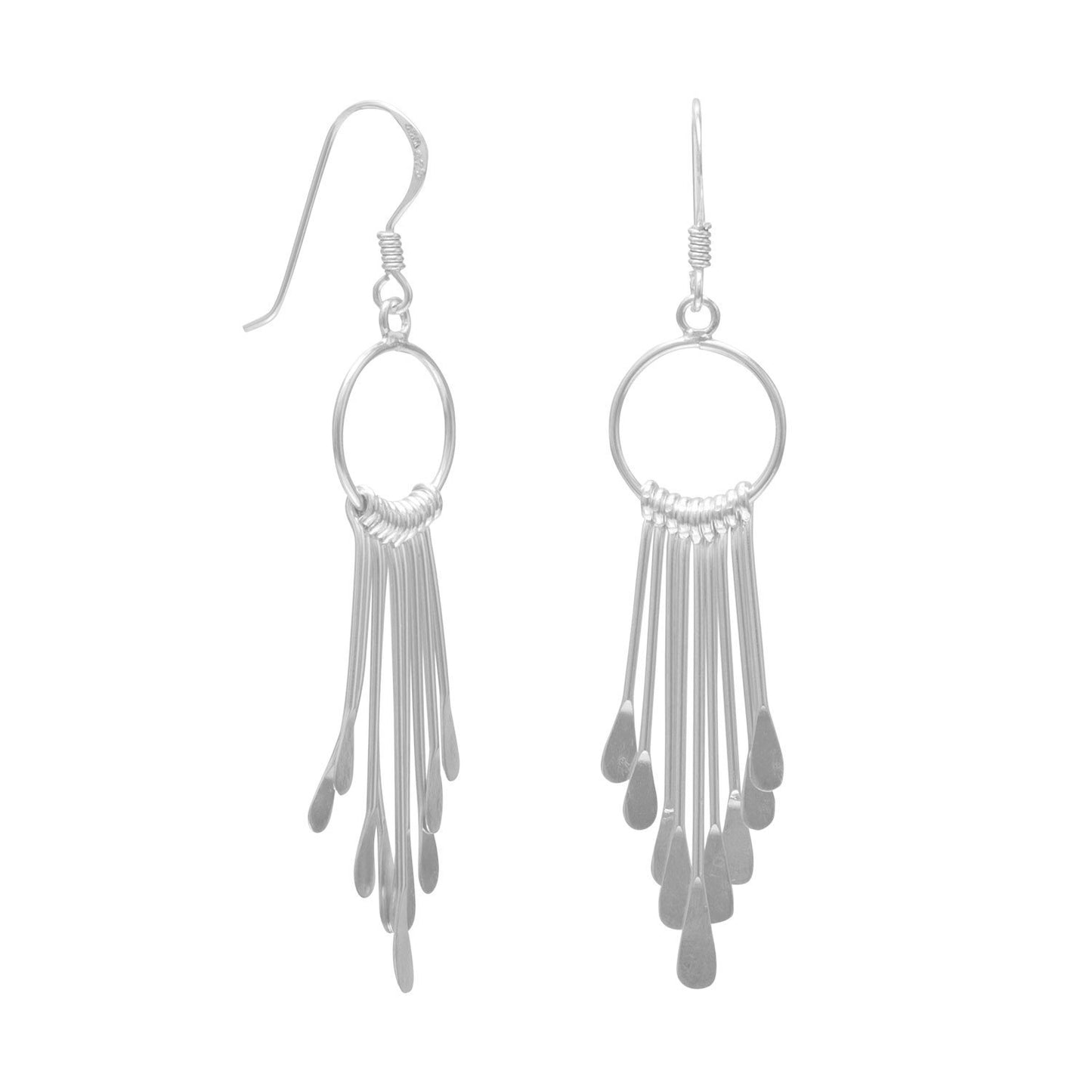 Open Circle-9 Bar Earrings on French Wire