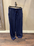 Navy Leisure Pants with side button detail