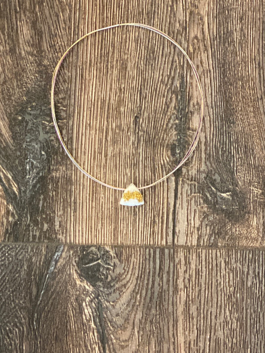 White and gold Druzy on multi colored cord