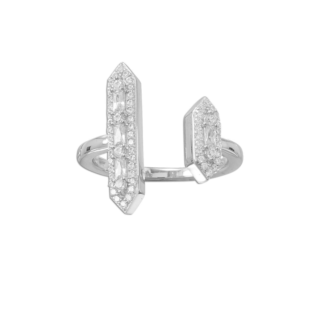 Rhodium Plated CZ Double Bar Ring