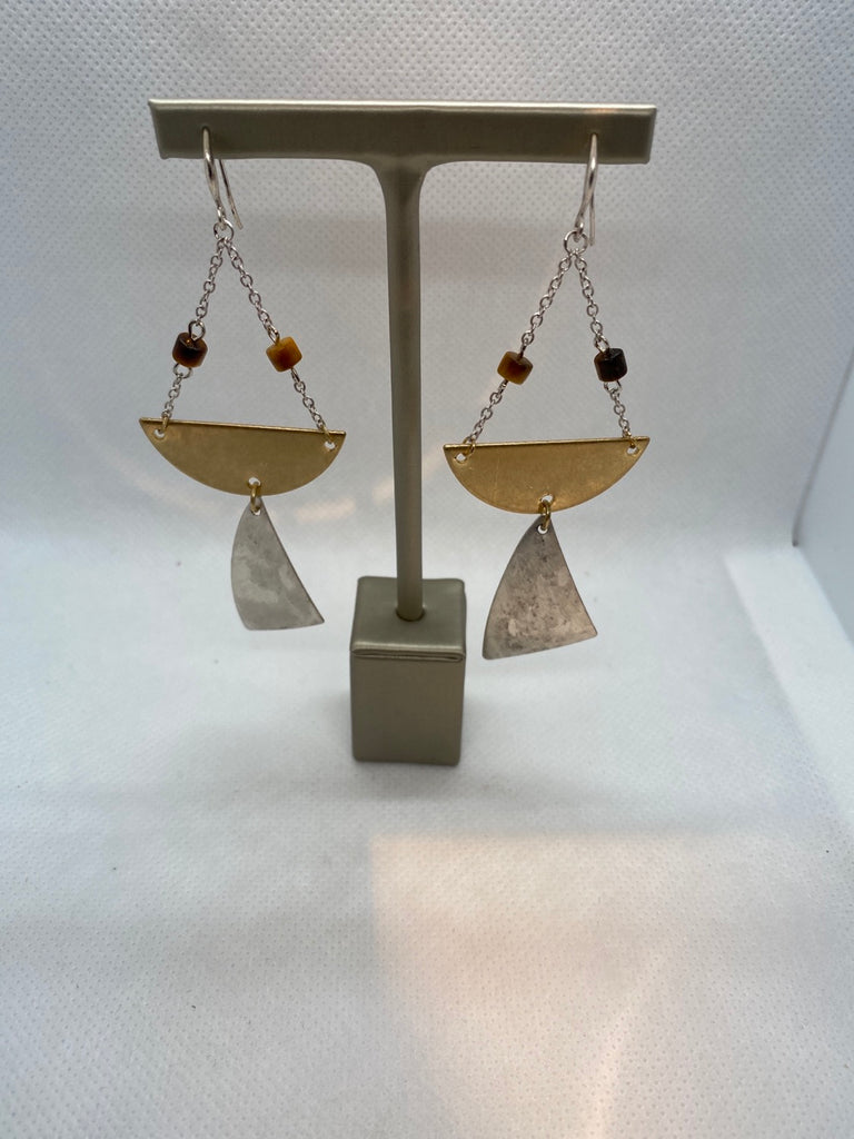 Silver and yellow gold plated earrings