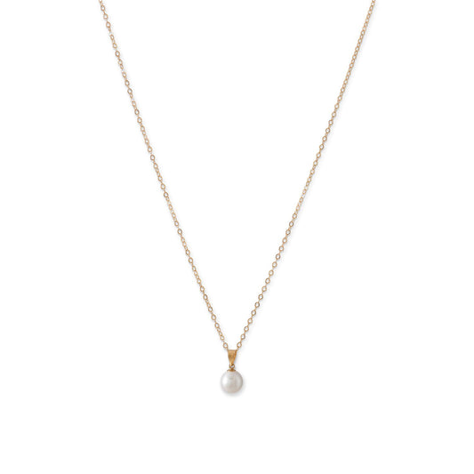 14 Karat Gold Necklace with a Sliding Cultured Freshwater Pearl Pendant