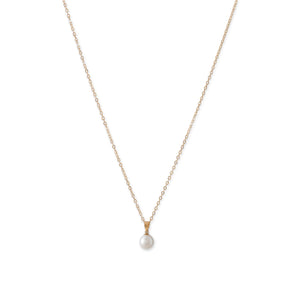 14 Karat Gold Necklace with a Sliding Cultured Freshwater Pearl Pendant