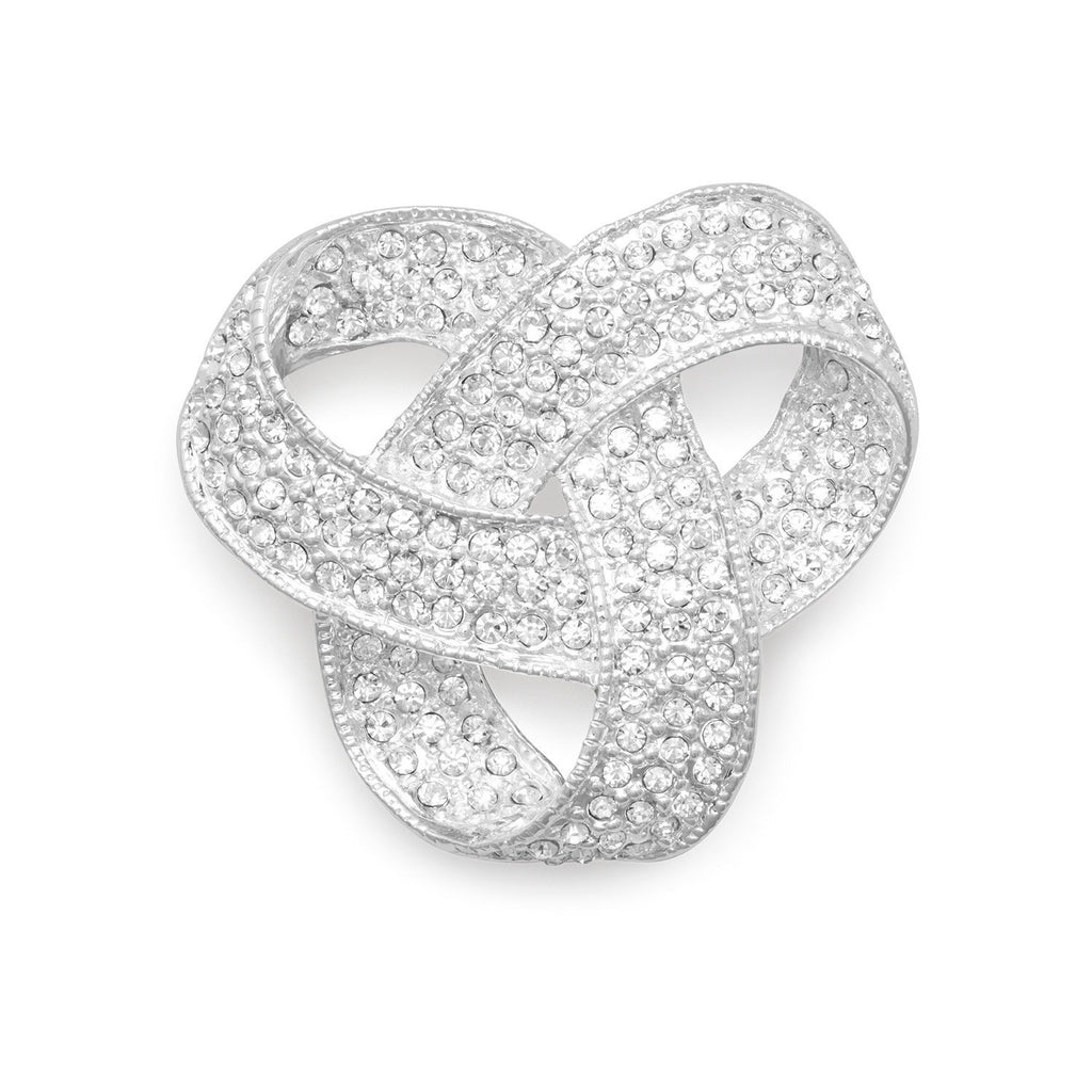 Silver Plated Crystal Love Knot Fashion Pin