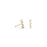 14 Karat Gold Plated Mini Triangle Synthetic White Opal Studs