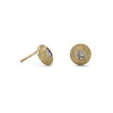 14 Karat Gold Plated Polki Diamond Post Earrings