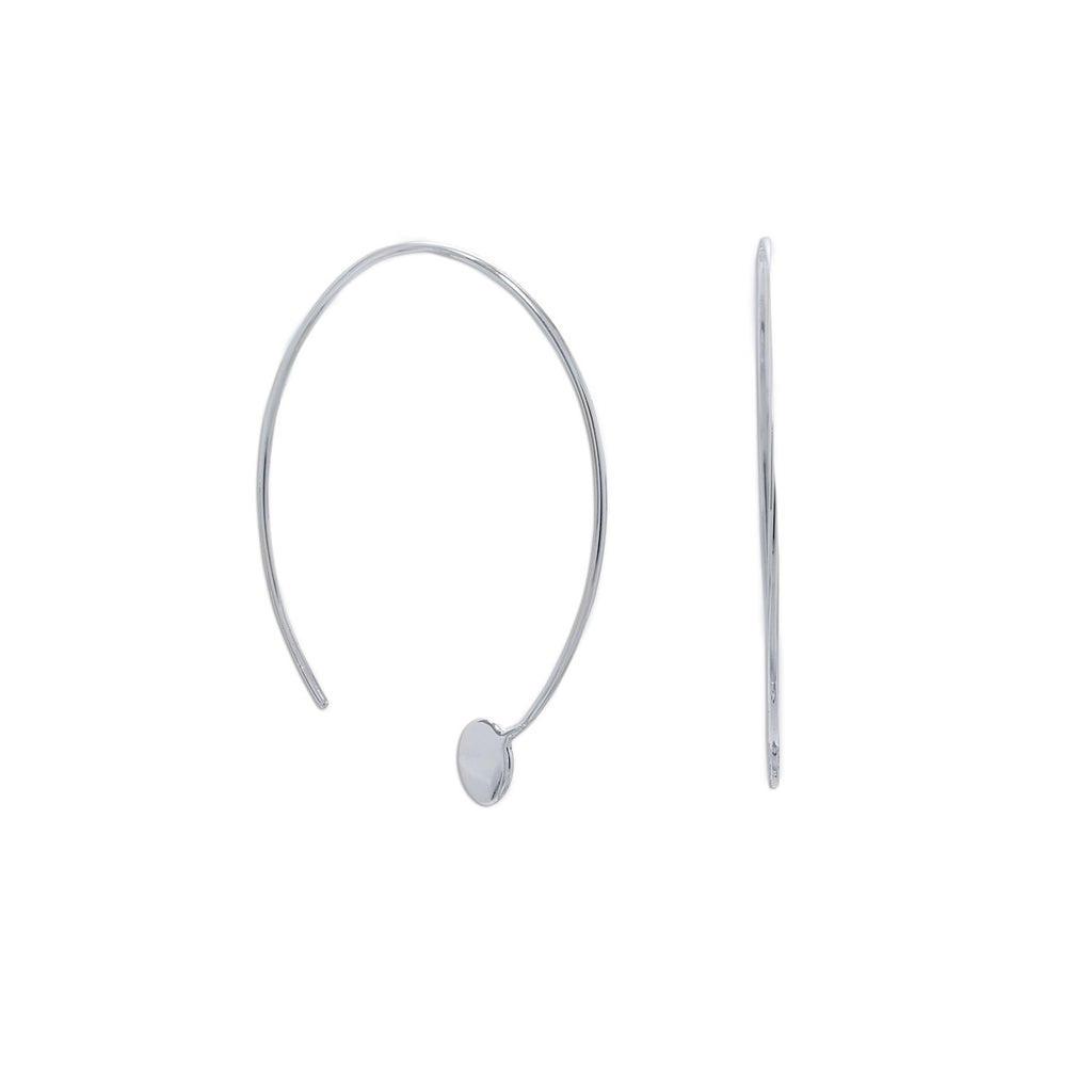 Rhodium Plated Threader Dot End Earring
