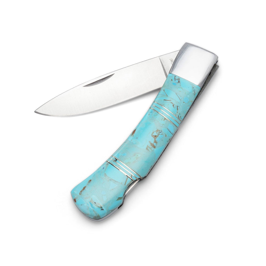 Stainless Steel Pocket Knife with Imitation Turquoise