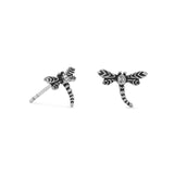 Oxidized Crystal Dragonfly Earrings