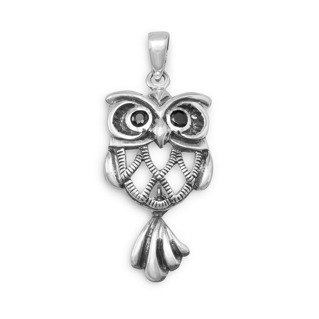Oxidized Owl Pendant