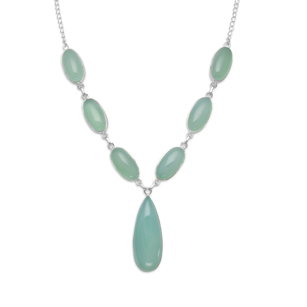 17.5" Green Chalcedony Necklace