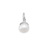 Rhodium Plated Cultured Freshwater Pearl Charm Bead