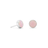 Pink Synthetic Opal Stud Earrings