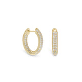14 Karat Gold Plated CZ In-Out Hoop Earrings