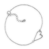 7" + 1" Rhodium Plated Sideways Heart Bracelet