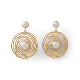 14 Karat Gold Plated Brass Cultured Freshwater Pearl Fashion Earrings